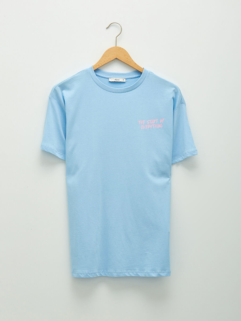 Lila Bisiklet Yaka Baskılı Kısa Kollu Kadın Tişört-6