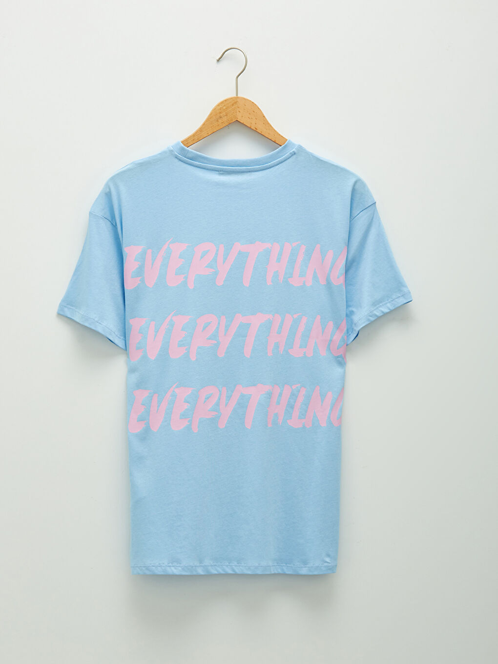 Lila Bisiklet Yaka Baskılı Kısa Kollu Kadın Tişört-7