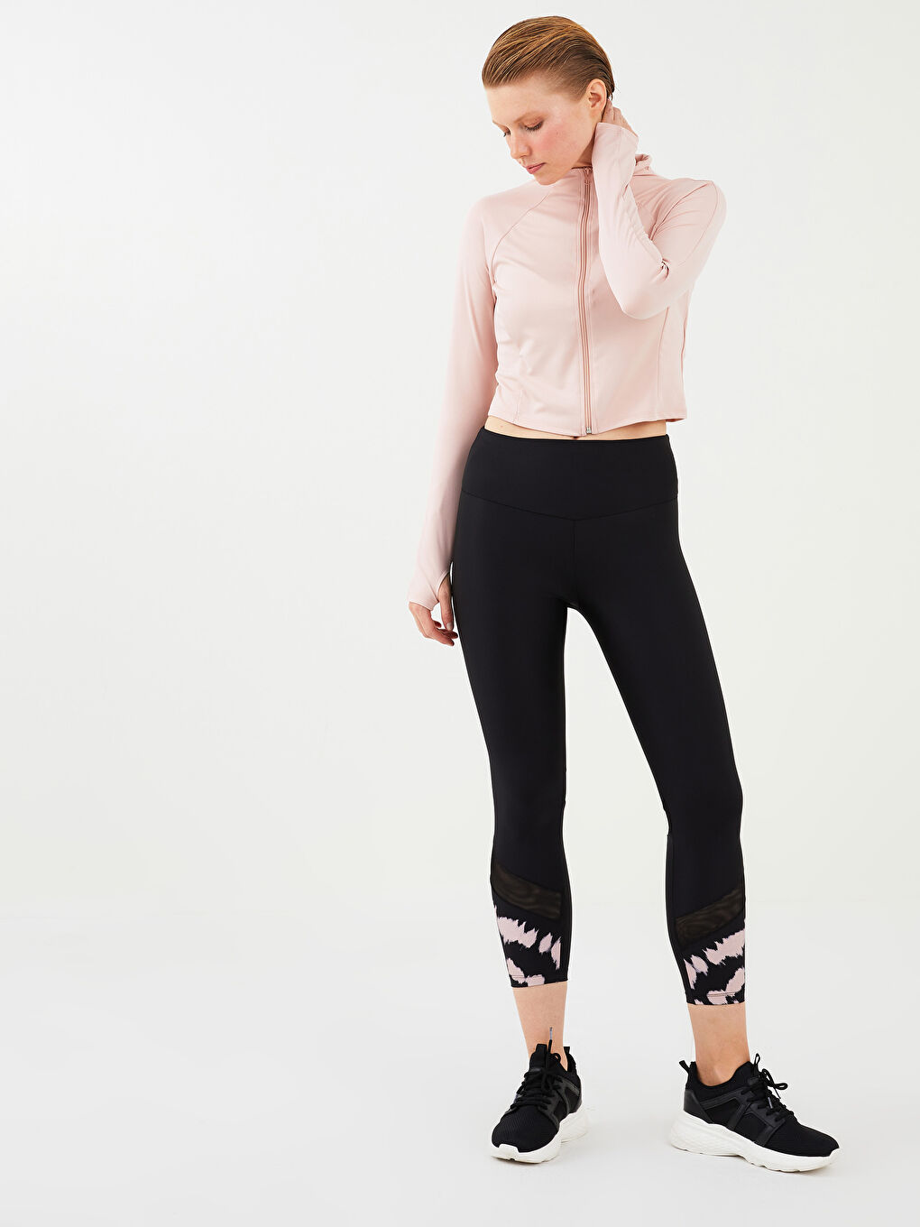 Pembe Dik Yaka Kadın Spor Hırka-2