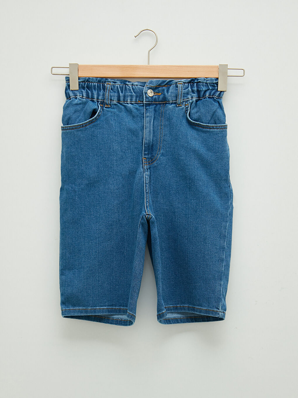 Elastic Waist Pocket Detailed Maternity Rodeo Jean Shorts-6