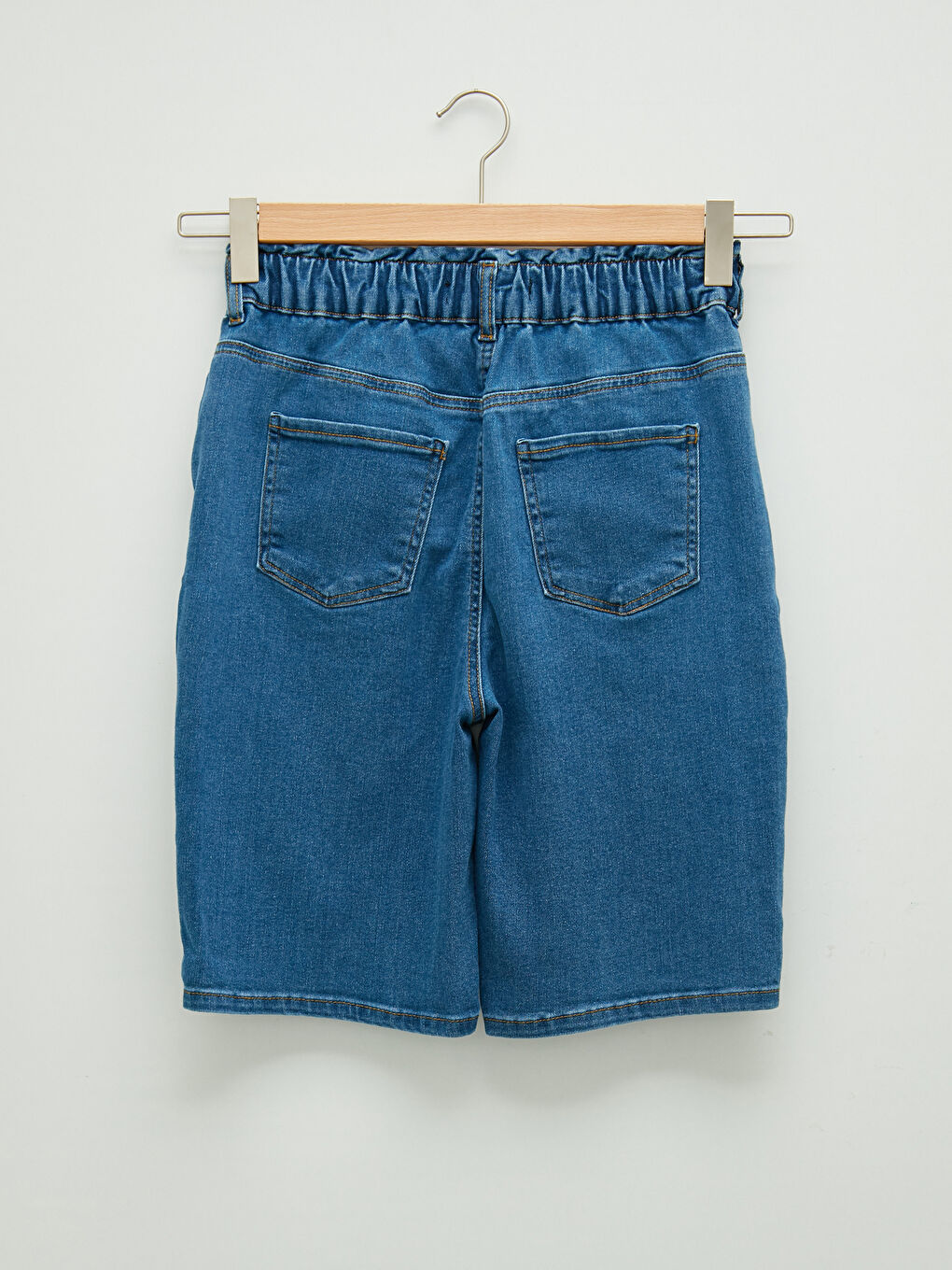 Elastic Waist Pocket Detailed Maternity Rodeo Jean Shorts-7