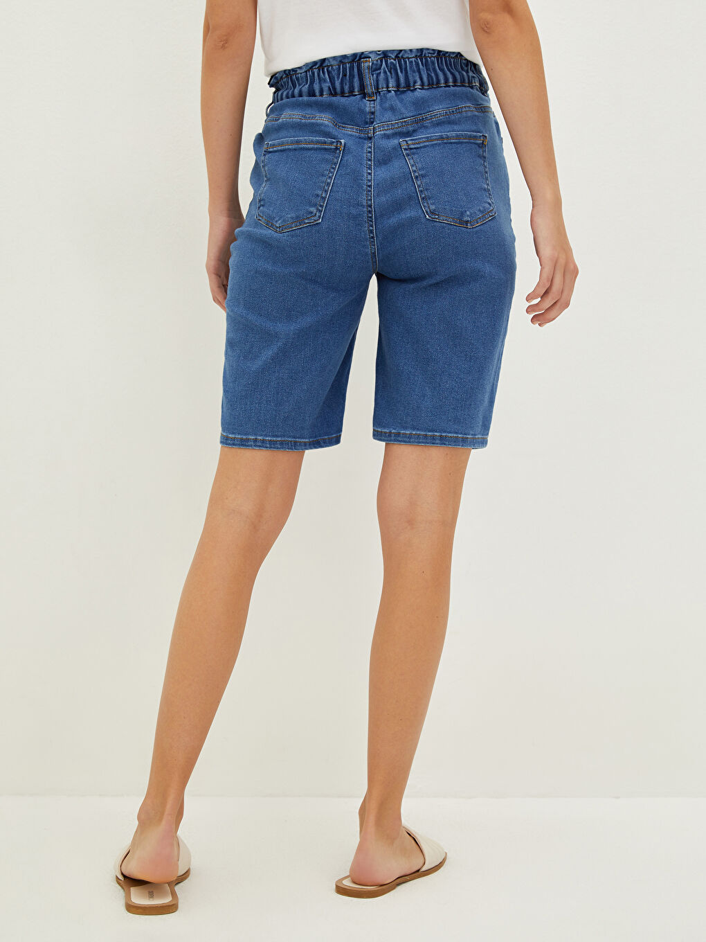 Elastic Waist Pocket Detailed Maternity Rodeo Jean Shorts-5