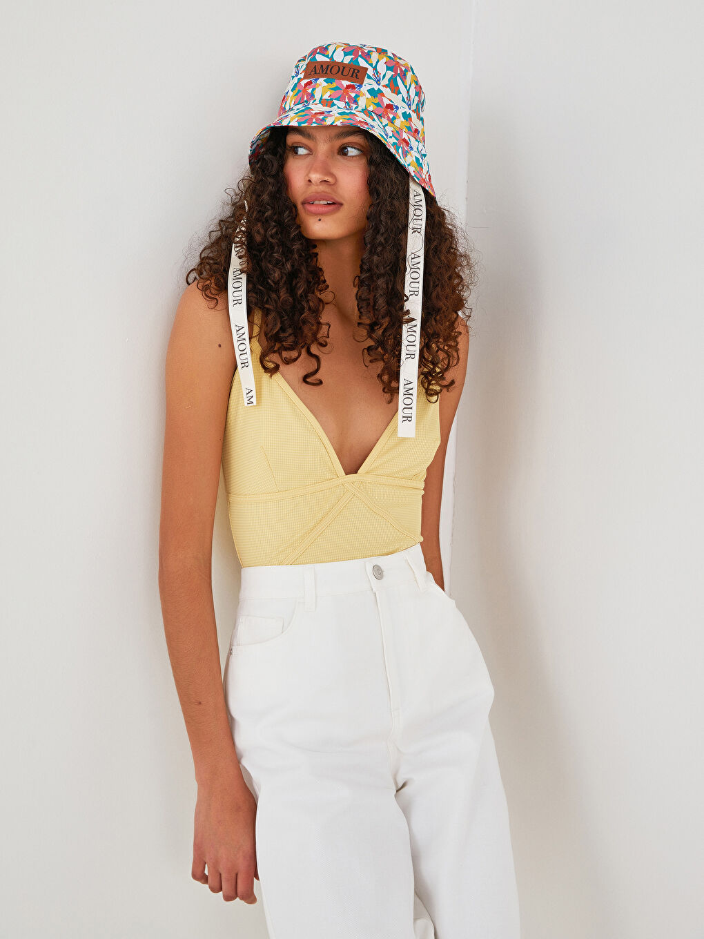 Women's Self-Patterned Bodysuit with Straps