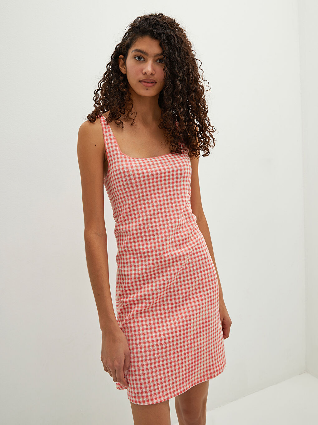LCW Limited Square Neck Sleeveless Plaid Women Dress -S1LA27Z8-LTQ