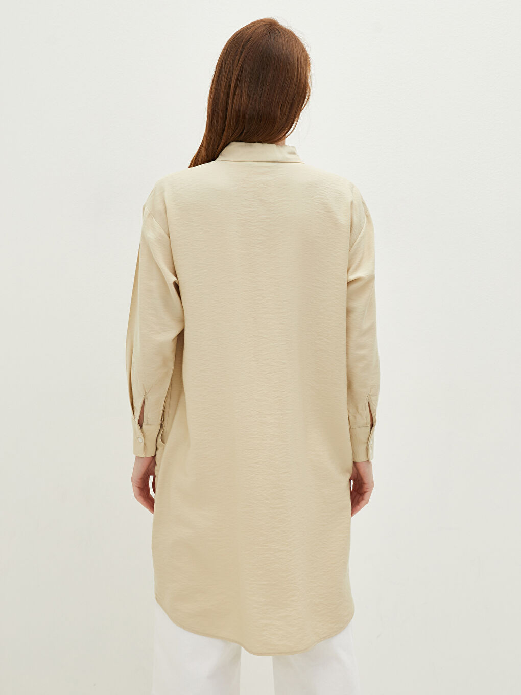 Plain Long Sleeve Viscose Oversize Women's Shirt Tunic-3