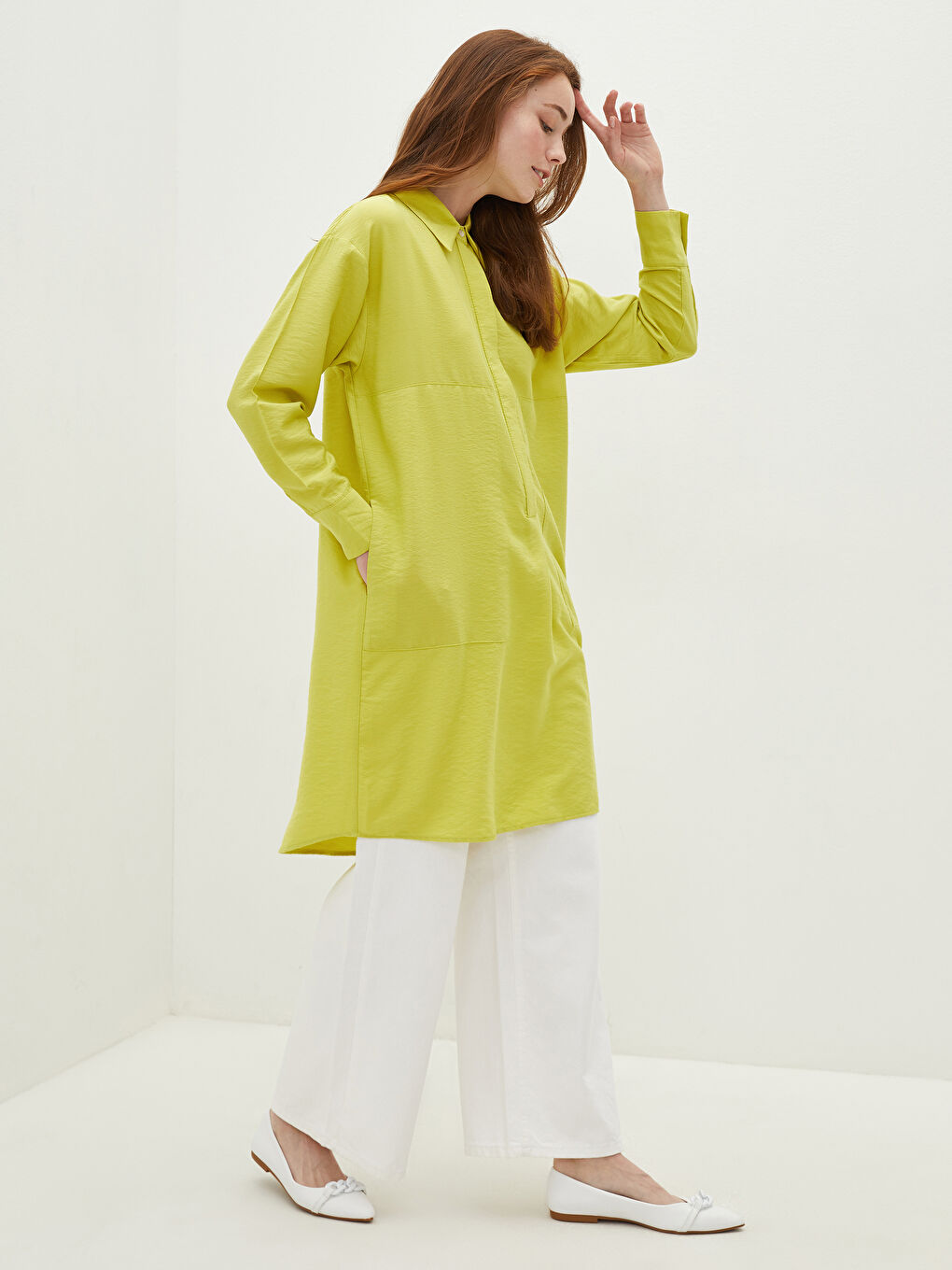 Plain Long Sleeve Viscose Oversize Women's Shirt Tunic-1