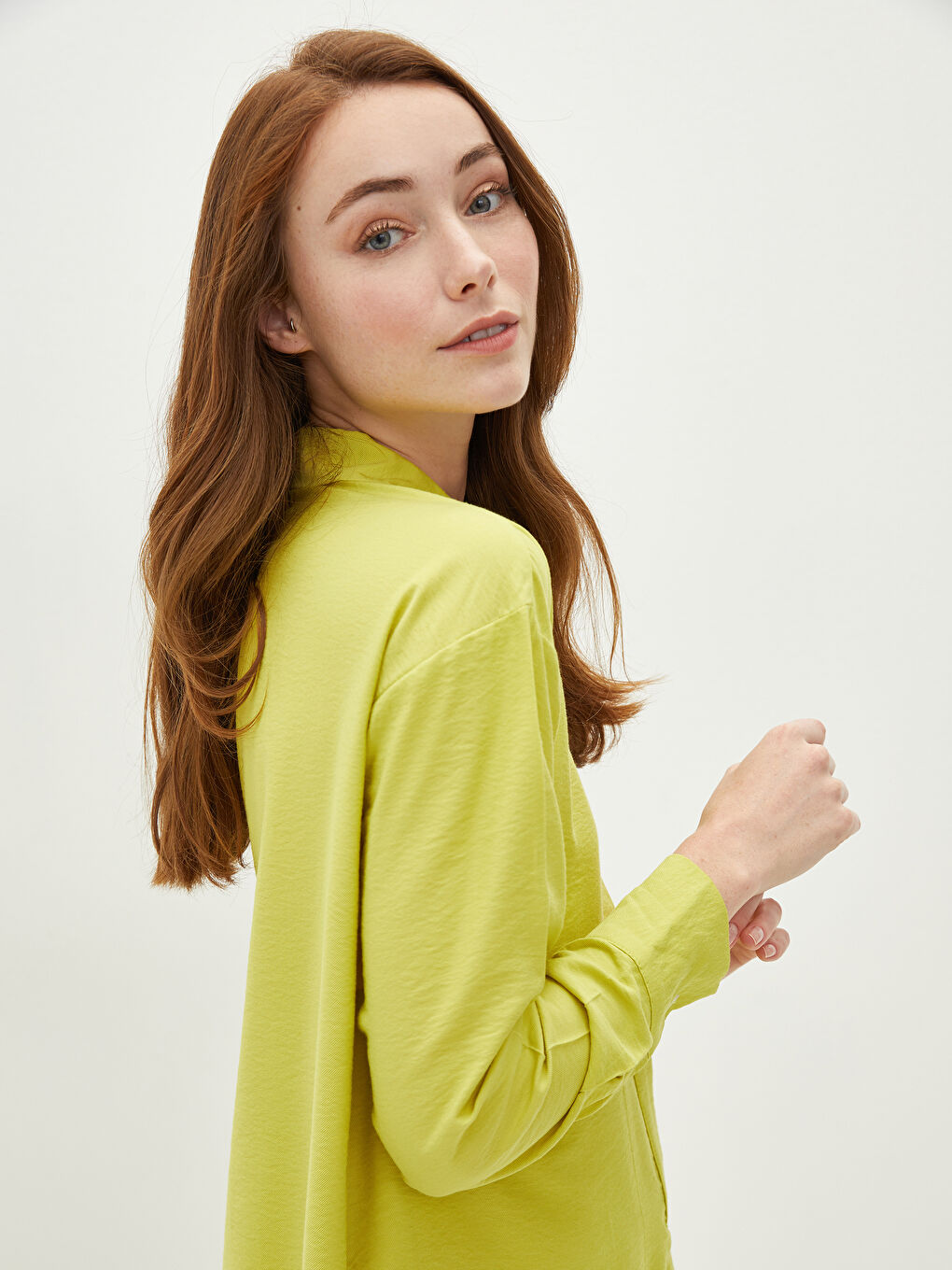 Plain Long Sleeve Viscose Oversize Women's Shirt Tunic-3