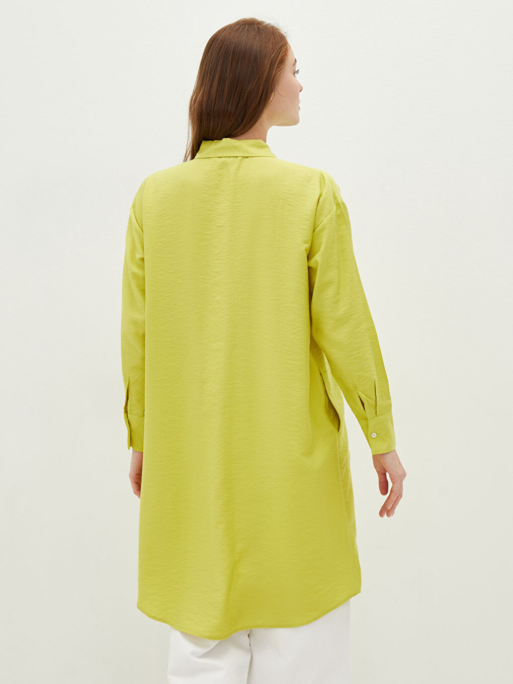 Plain Long Sleeve Viscose Oversize Women's Shirt Tunic-4