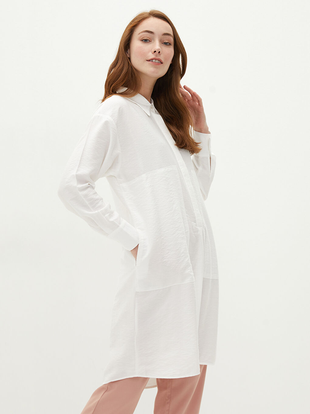 Plain Long Sleeve Viscose Oversize Women's Shirt Tunic-4