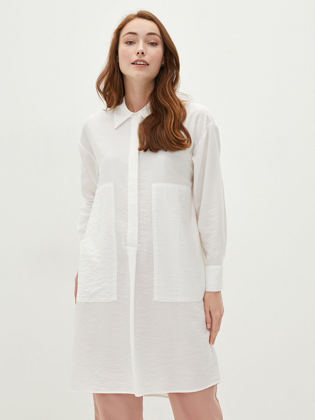 Plain Long Sleeve Viscose Oversize Women's Shirt Tunic