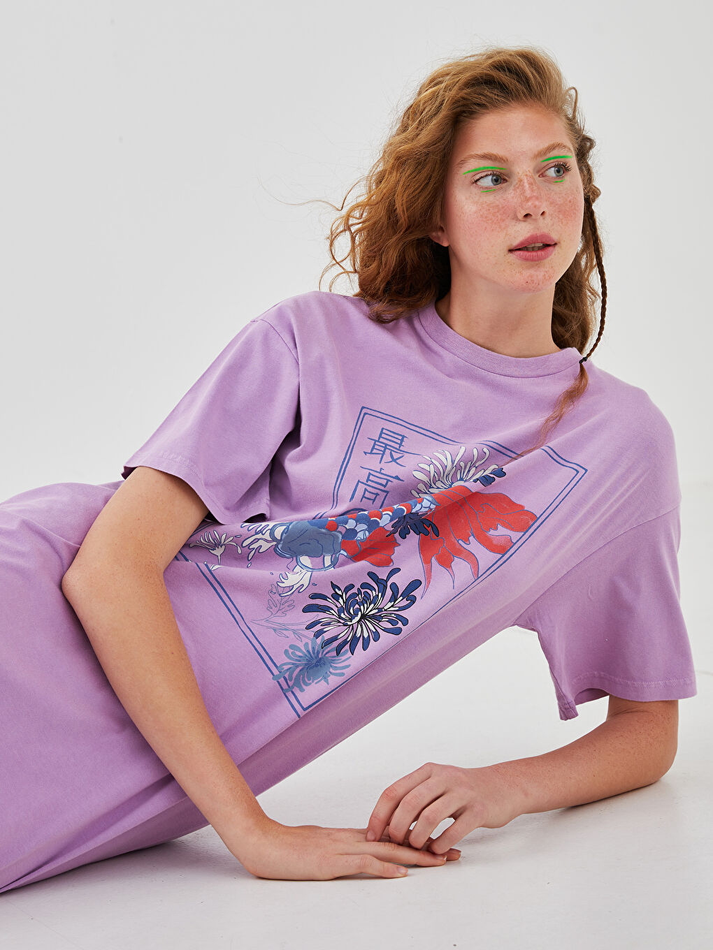 Crew Neck Printed Short Sleeve Oversize Women Dress-1