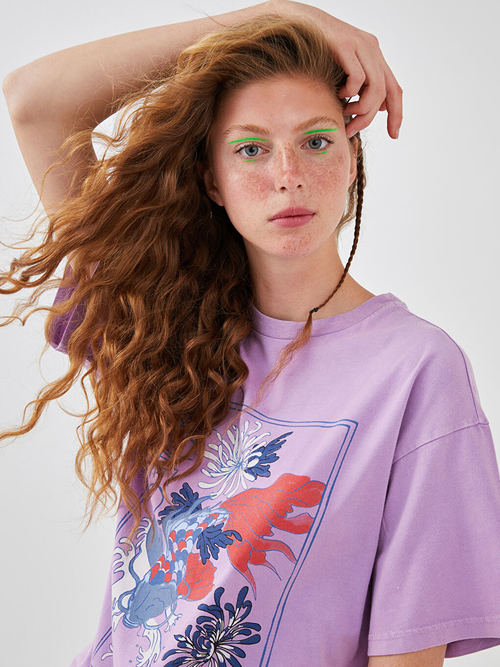 Crew Neck Printed Short Sleeve Oversize Women Dress-2