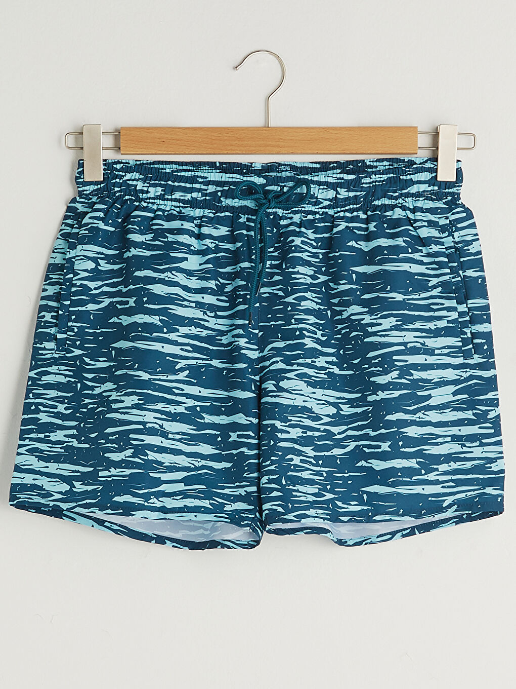 Lacivert Kısa Boy Desenli Erkek Deniz Şortu-6