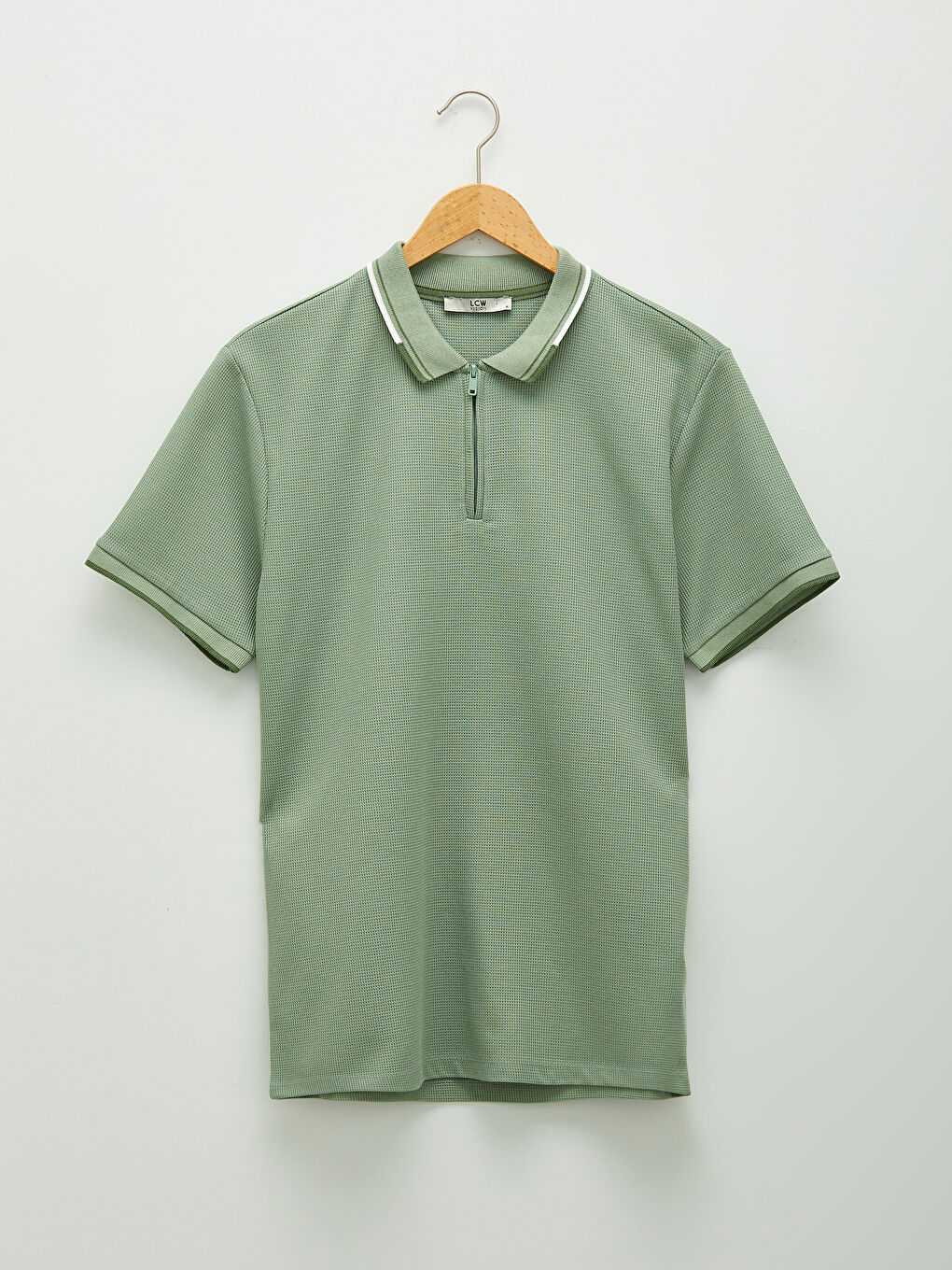 Yeşil Polo Yaka Kısa Kollu Erkek Tişört-6
