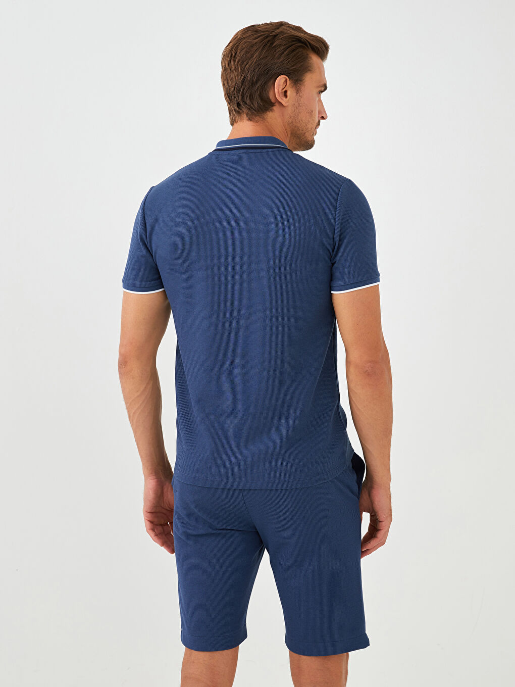 İndigo Polo Yaka Kısa Kollu Erkek Tişört-4