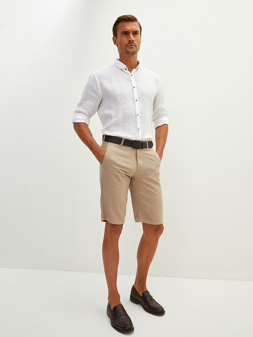 Standard Pattern Men's Bermuda Belt Shorts-2