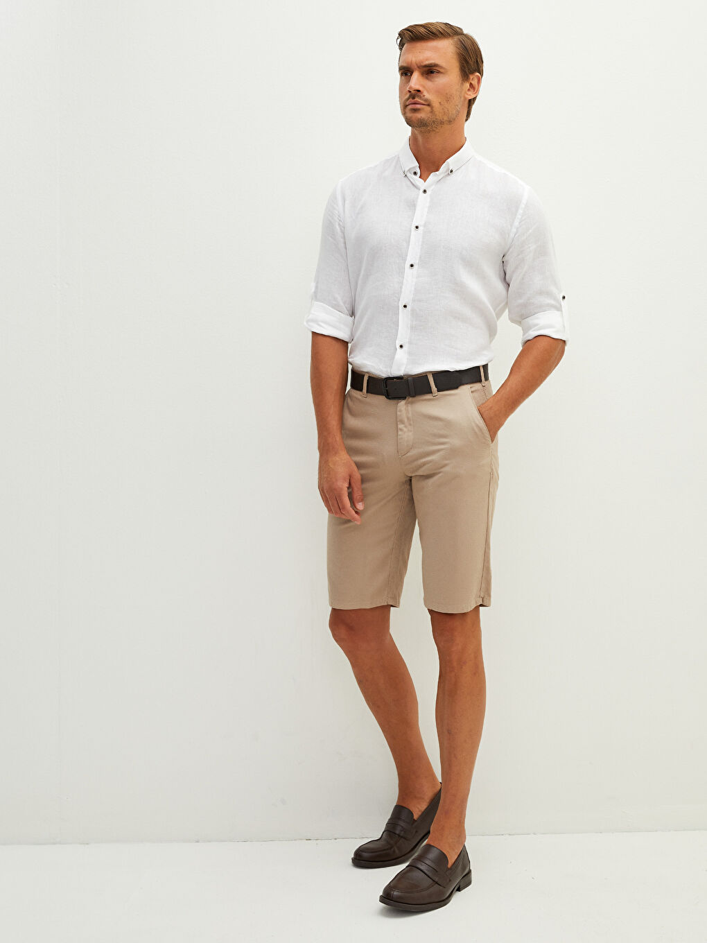 Standard Pattern Men's Bermuda Belt Shorts-3