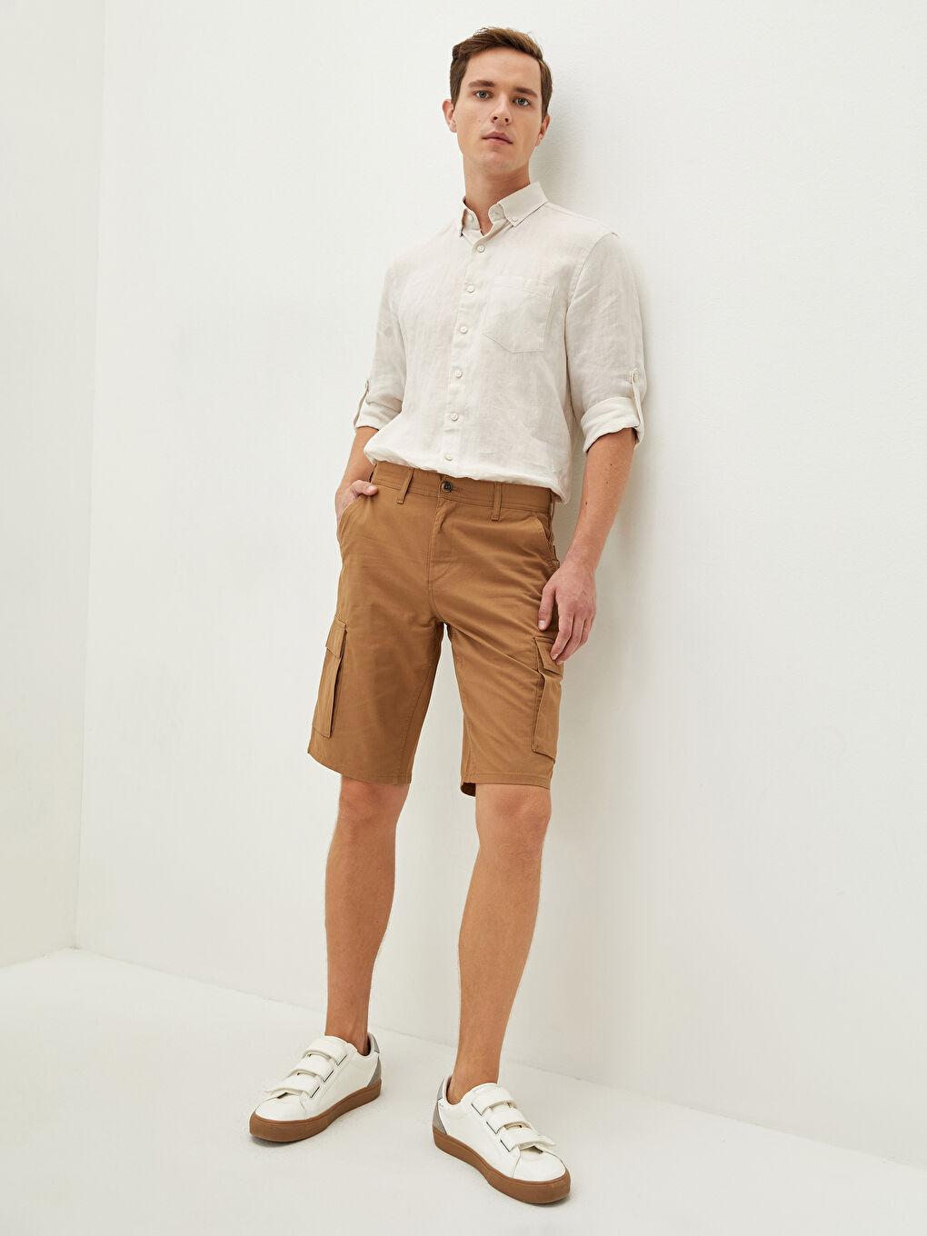 Standard Fit Mens Gabardine Cargo Shorts -S1LC41Z8-GXT