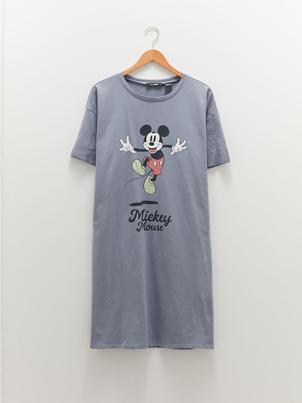 LC WAIKIKI Übergröße Rundhalsausschnitt Mickey Mouse Bedrucktes Kurzarm Kleid für Damen -S1LC42Z8-HAB