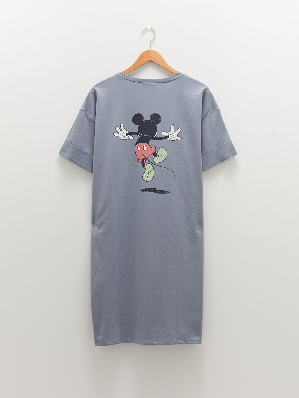 LC WAIKIKI Übergröße Rundhalsausschnitt Mickey Mouse Bedrucktes Kurzarm Kleid für Damen -S1LC42Z8-HAB