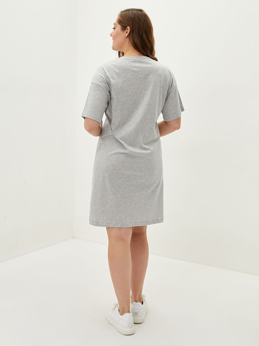 Plus Size Crew Neck Printed Short Sleeve Women Dress -S1LC46Z8-CT3