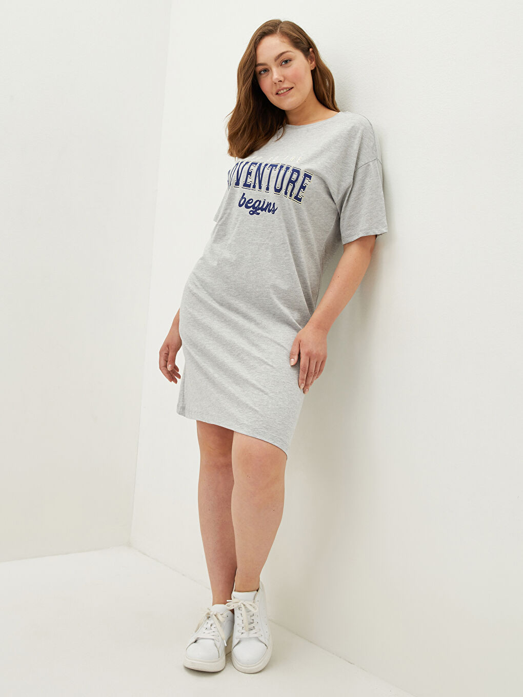 Plus Size Crew Neck Printed Short Sleeve Women Dress -S1LC46Z8-CT3