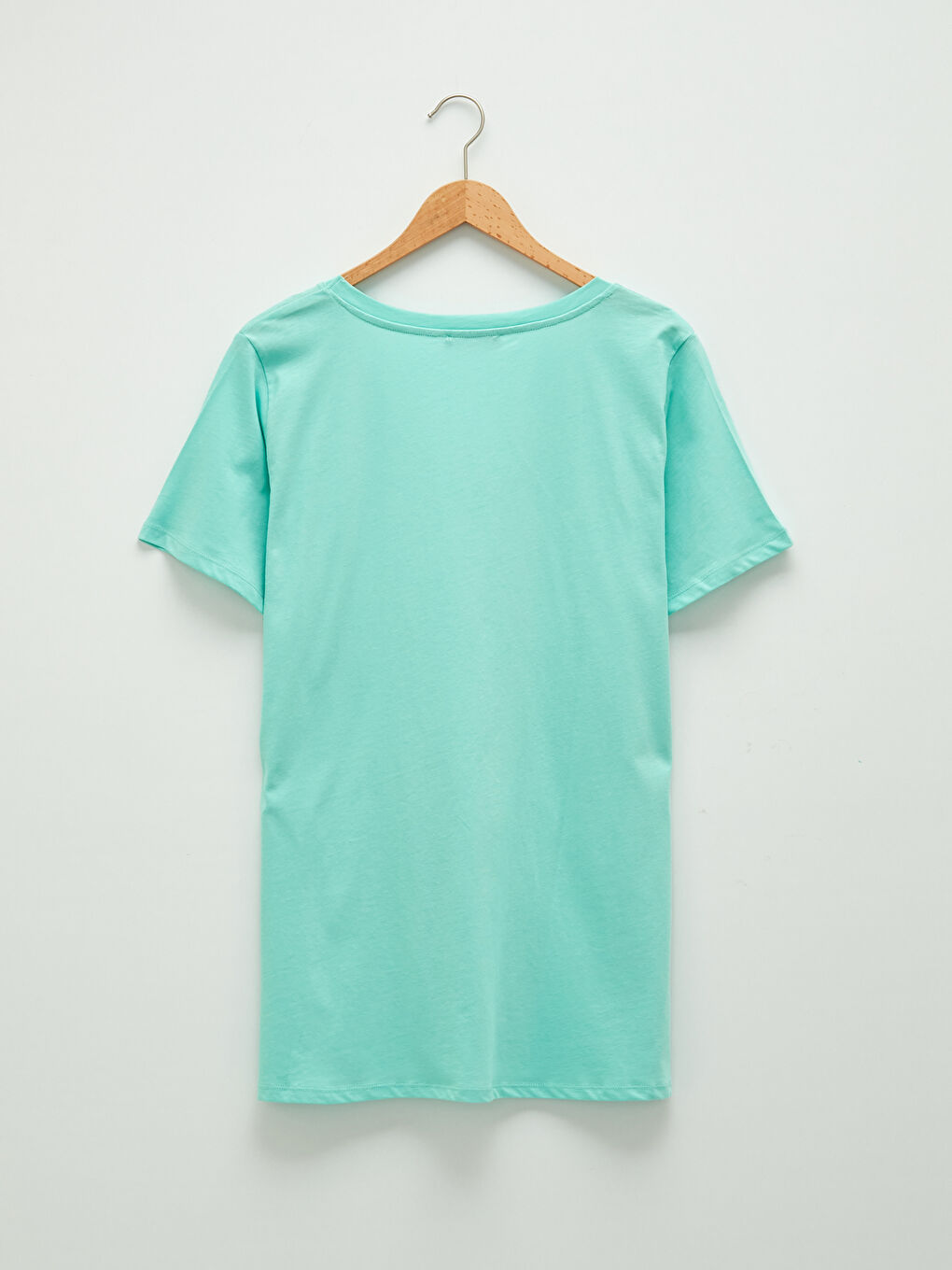 Plus Size V Neck Straight Short Sleeve Women T-Shirt-7