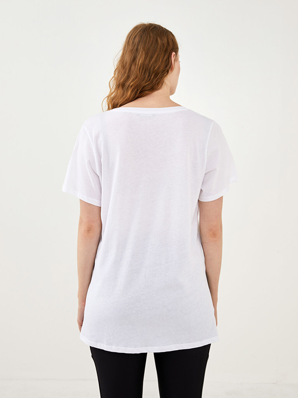 T-shirt Femme Grande Taille Encolure en V Droite Manches Courtes-8