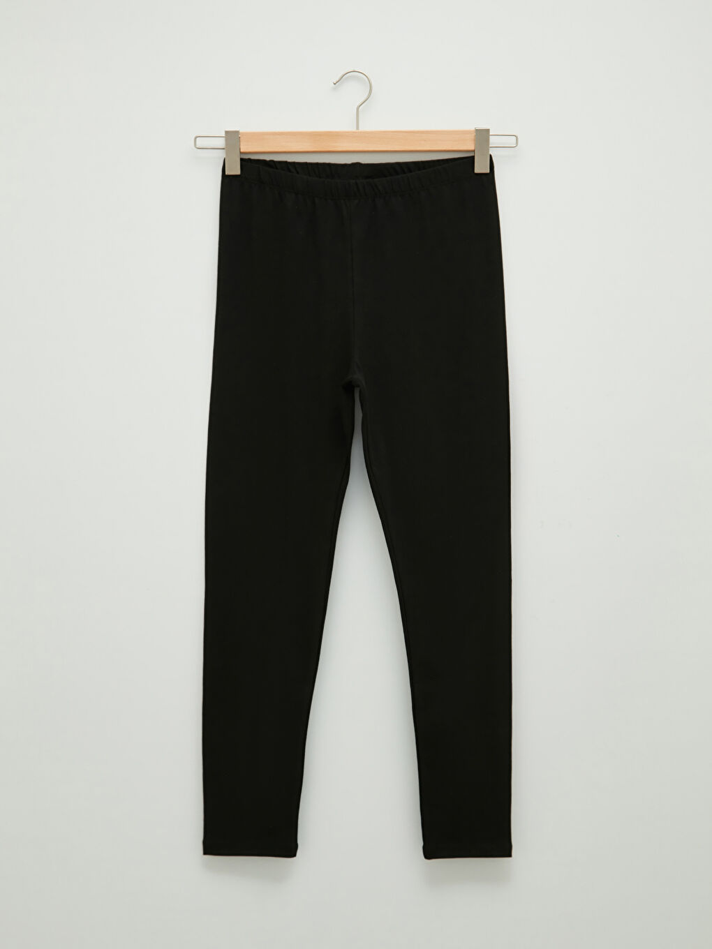 Siyah Kadın Büyük Beden Beli Lastikli Düz Tayt-4