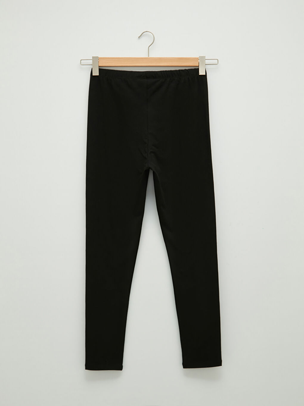 Siyah Kadın Büyük Beden Beli Lastikli Düz Tayt-5