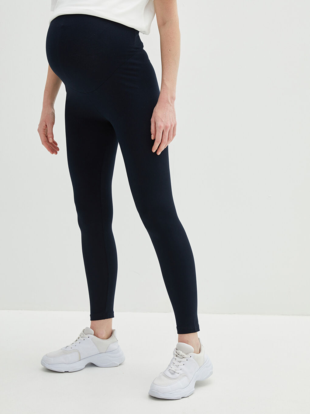 Lacivert Karın Panelli Düz Hamile Tayt-2