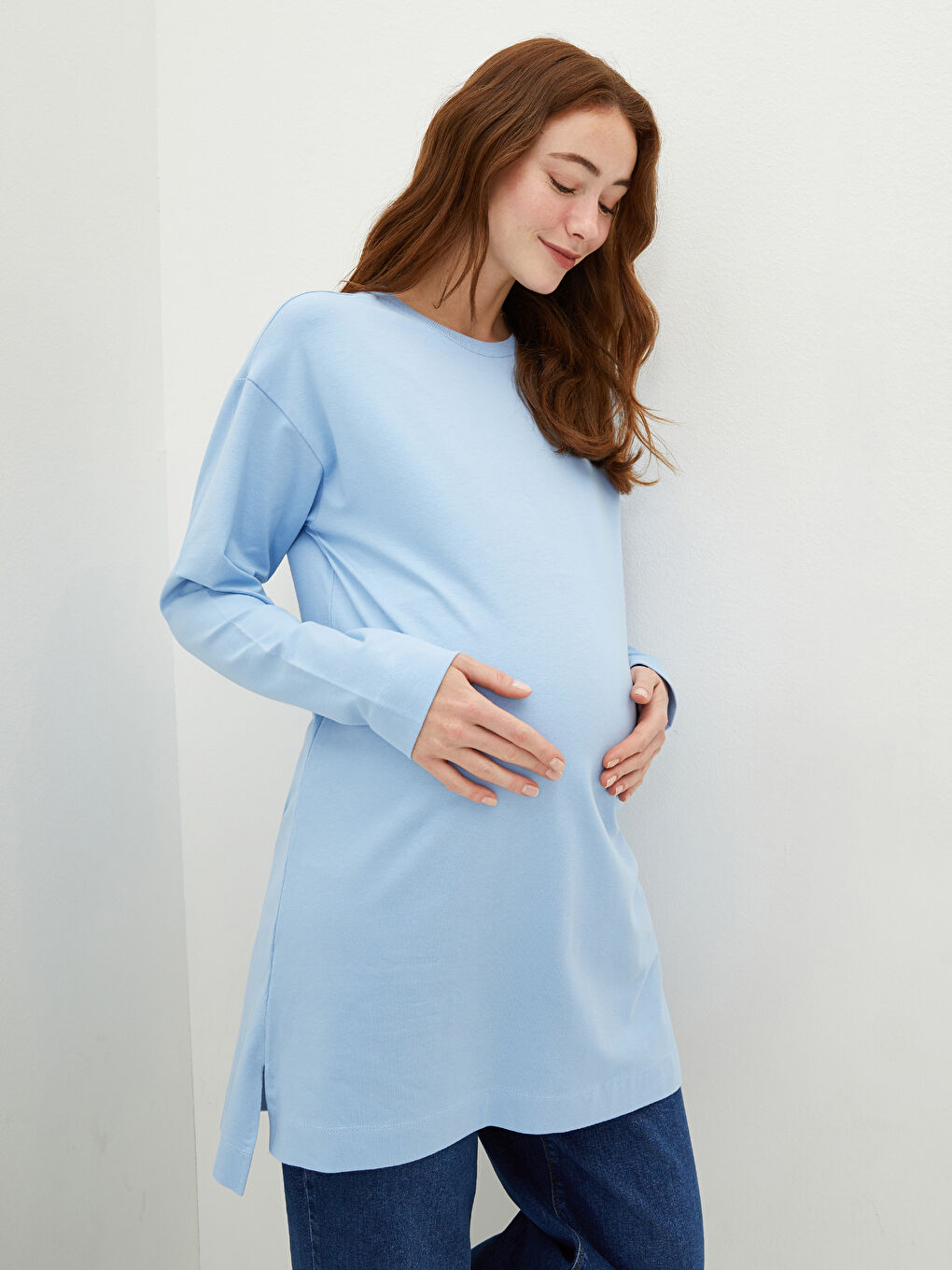 LCWAIKIKI Maternity Crew Neck Regular Long Sleeve Maternity Tunic -S1LD74Z8-QXE