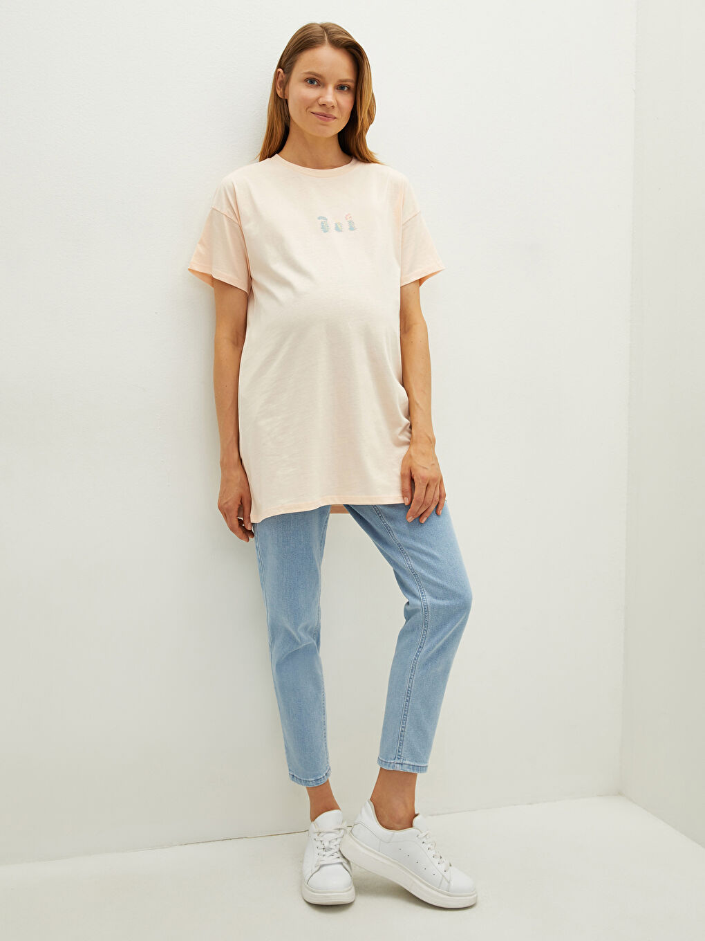 تونيك حوامل قطن بأكمام قصيرة ورقبة دائرية مطبوع-6