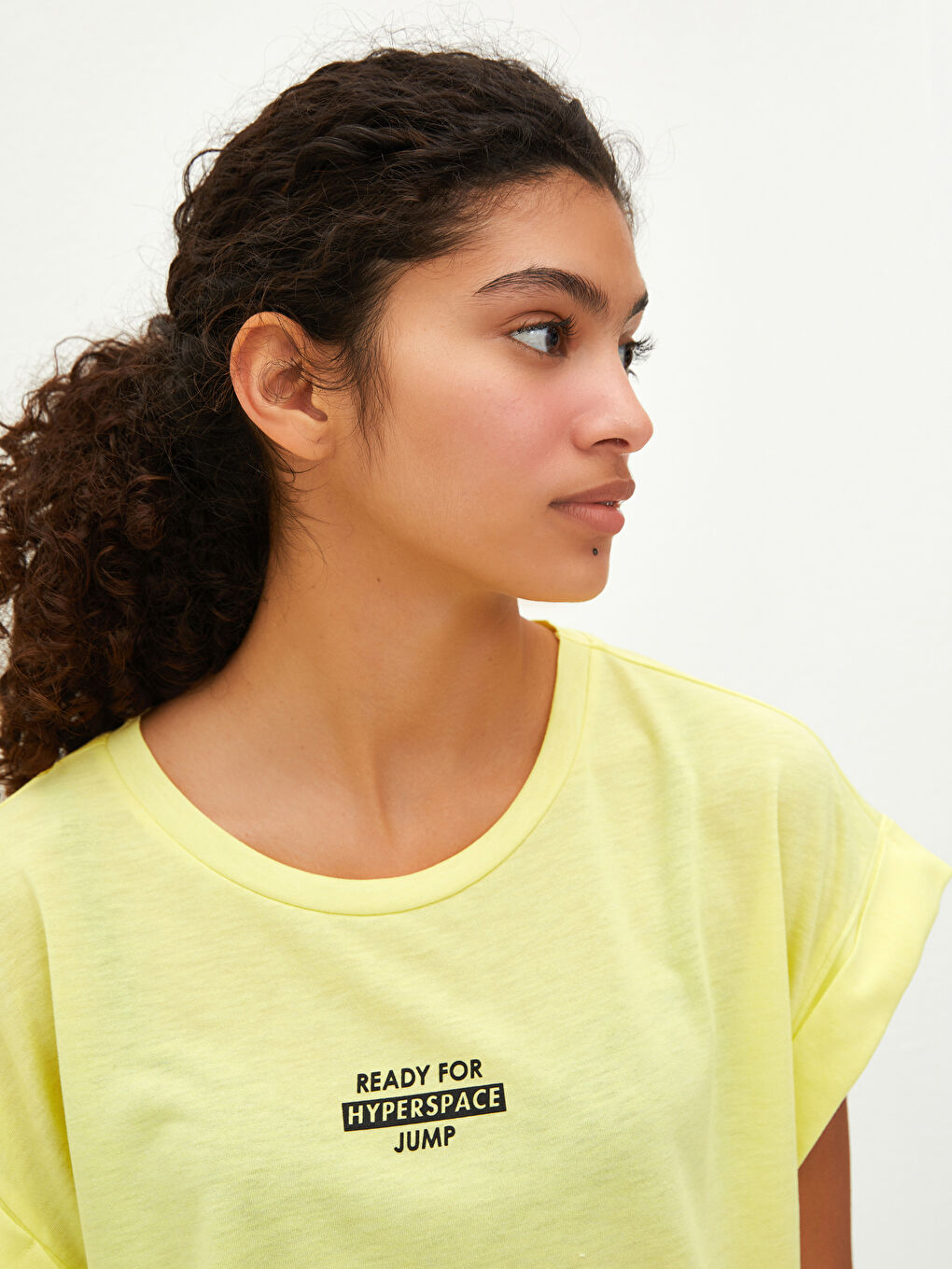 Crew Neck Printed Waist Tie Detail Women's Sports T-Shirt-3