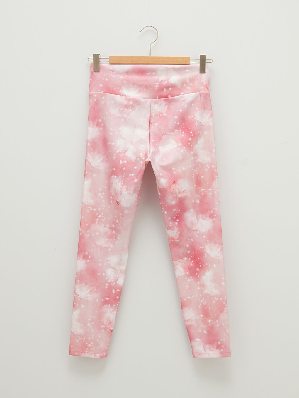 Pembe Beli Lastikli Desenli Kadın Spor Tayt-5