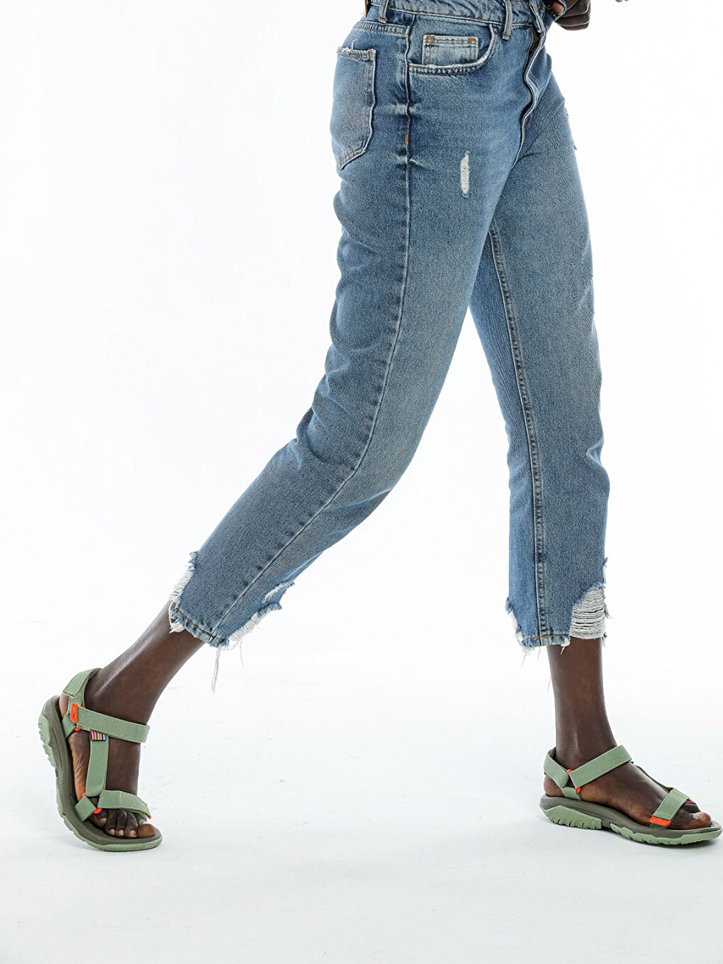 Haki Cırt Cırtlı Kadın Sandalet-6