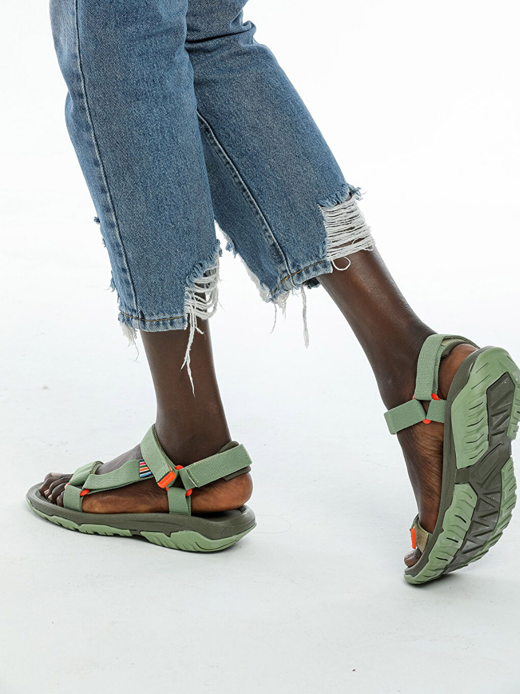 Haki Cırt Cırtlı Kadın Sandalet-7