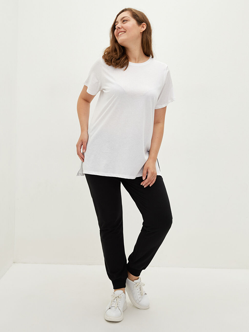 T-Shirt Pour Femmes Grande Taille Col Rond Coupe Droite Manches Courtes-7