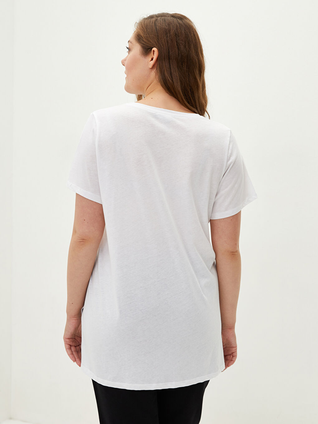 T-Shirt Pour Femmes Grande Taille Col Rond Coupe Droite Manches Courtes-9