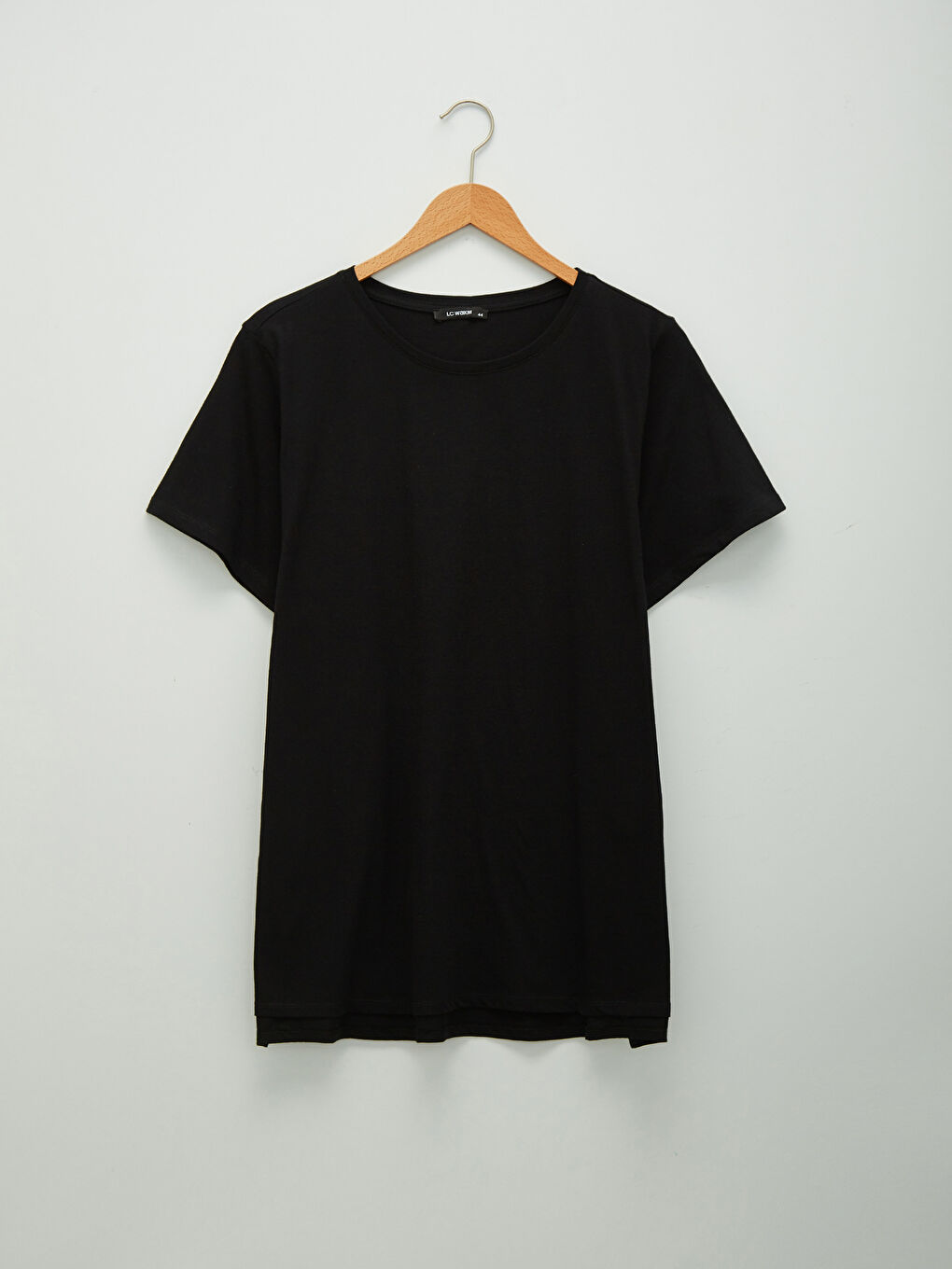 Siyah Büyük Beden Bisiklet Yaka Düz Kısa Kollu Kadın Tişört-6