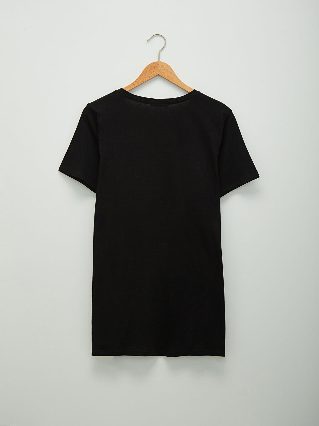 Siyah Büyük Beden Bisiklet Yaka Düz Kısa Kollu Kadın Tişört-7