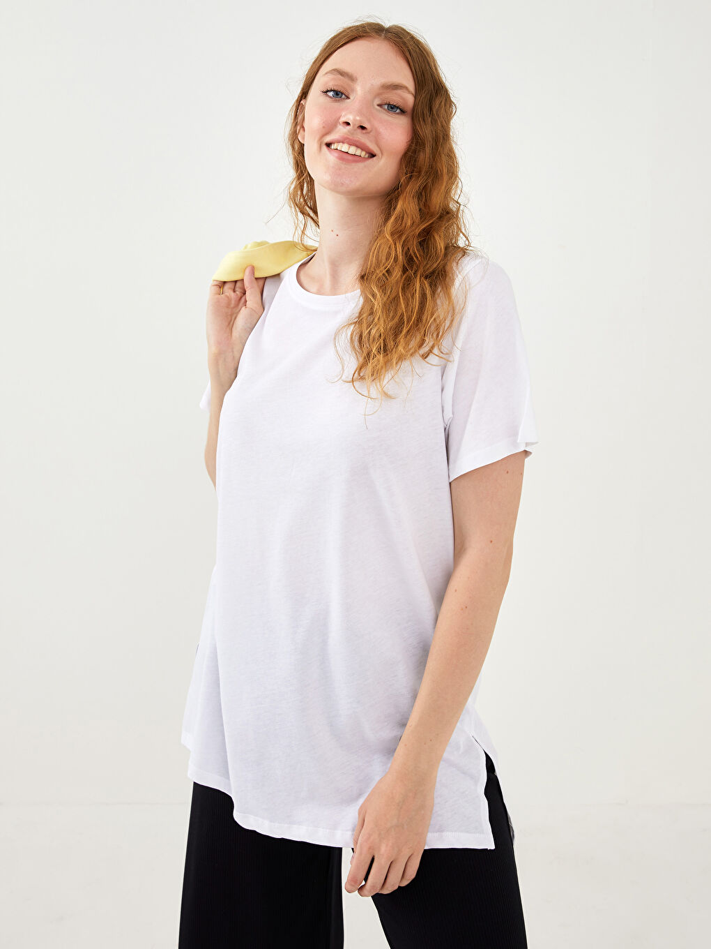 T-Shirt Pour Femmes Grande Taille Col Rond Coupe Droite Manches Courtes-4