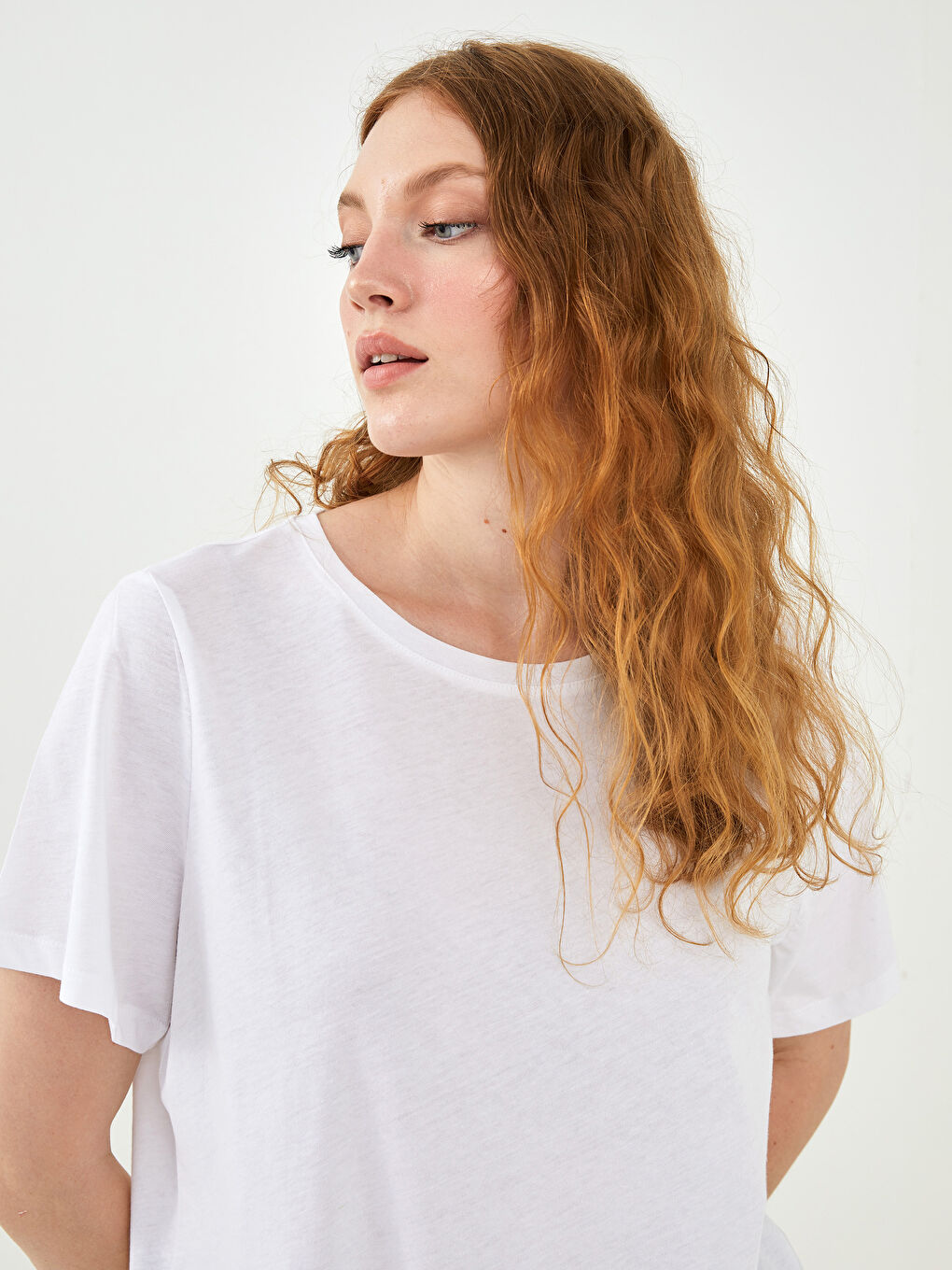 T-Shirt Pour Femmes Grande Taille Col Rond Coupe Droite Manches Courtes-6