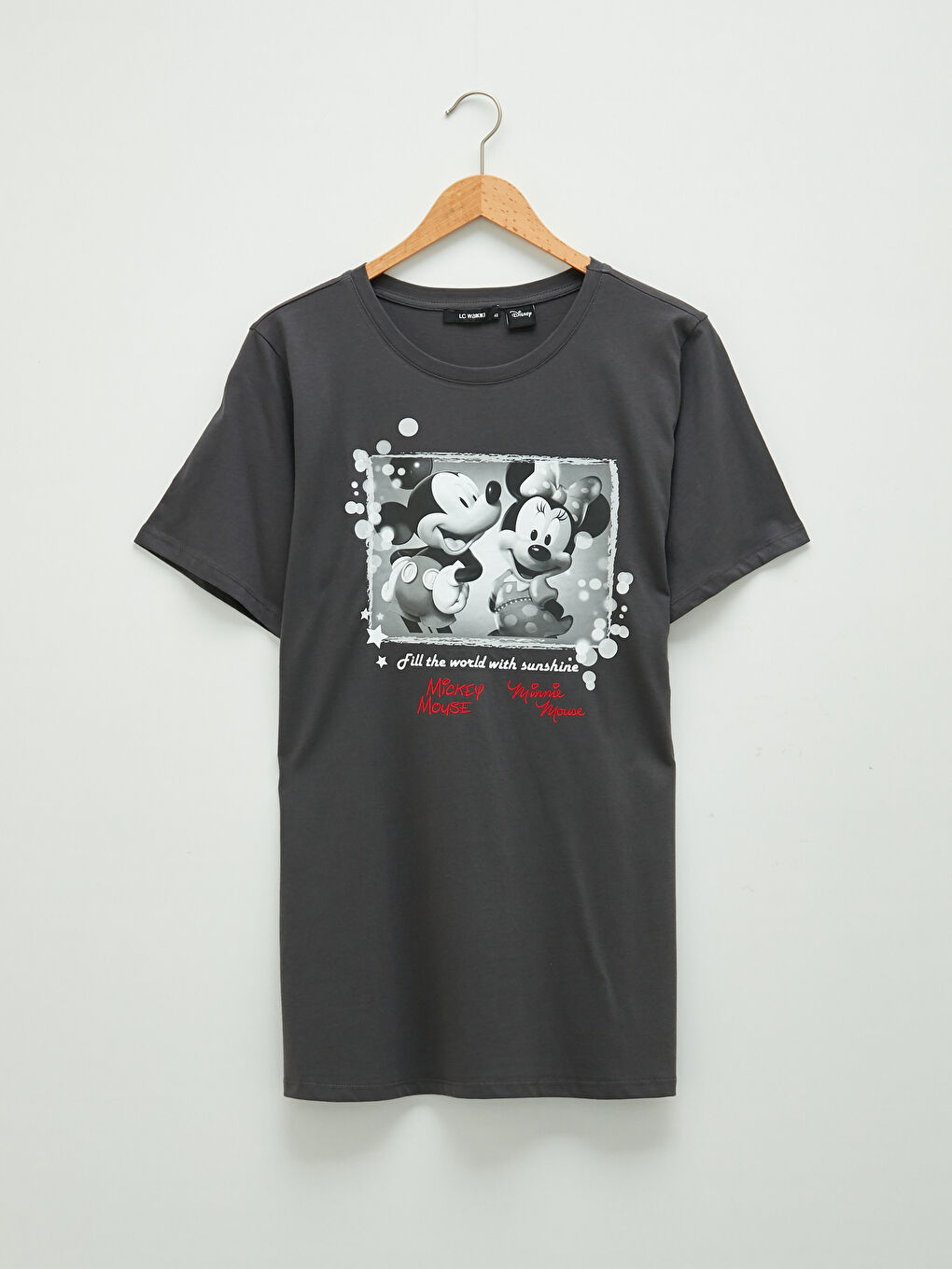 LC WAIKIKI Plus Size Crew Neck Mickey Mouse Printed Short Sleeve Cotton Women's T-Shirt -S1LG93Z8-HKS
