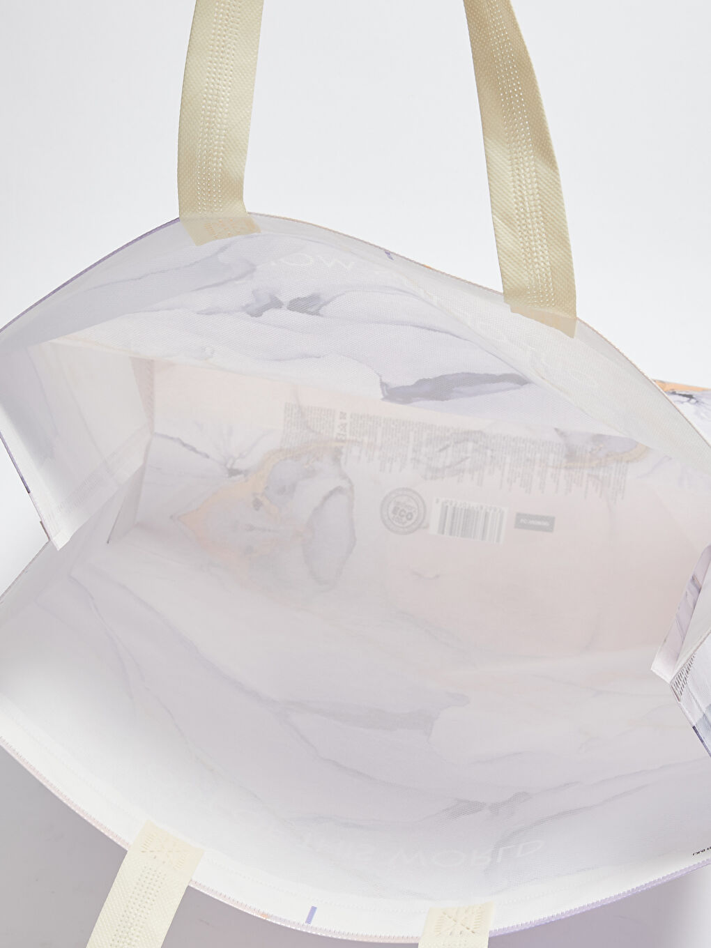 Karışık Yazı Baskılı Kadın Alışveriş Çantası-4