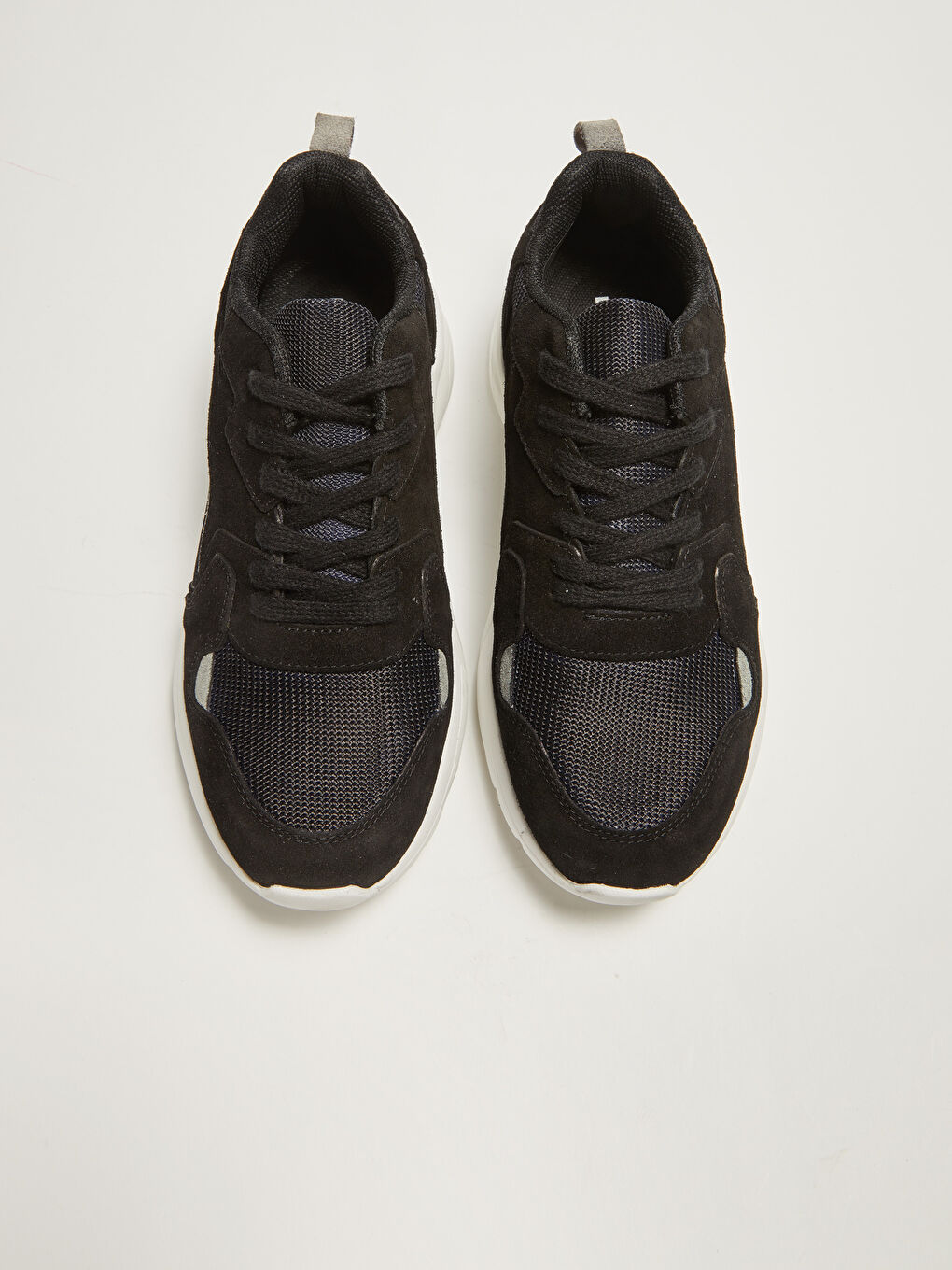 Siyah File Detaylı Bağcıklı Erkek Spor Ayakkabı-2