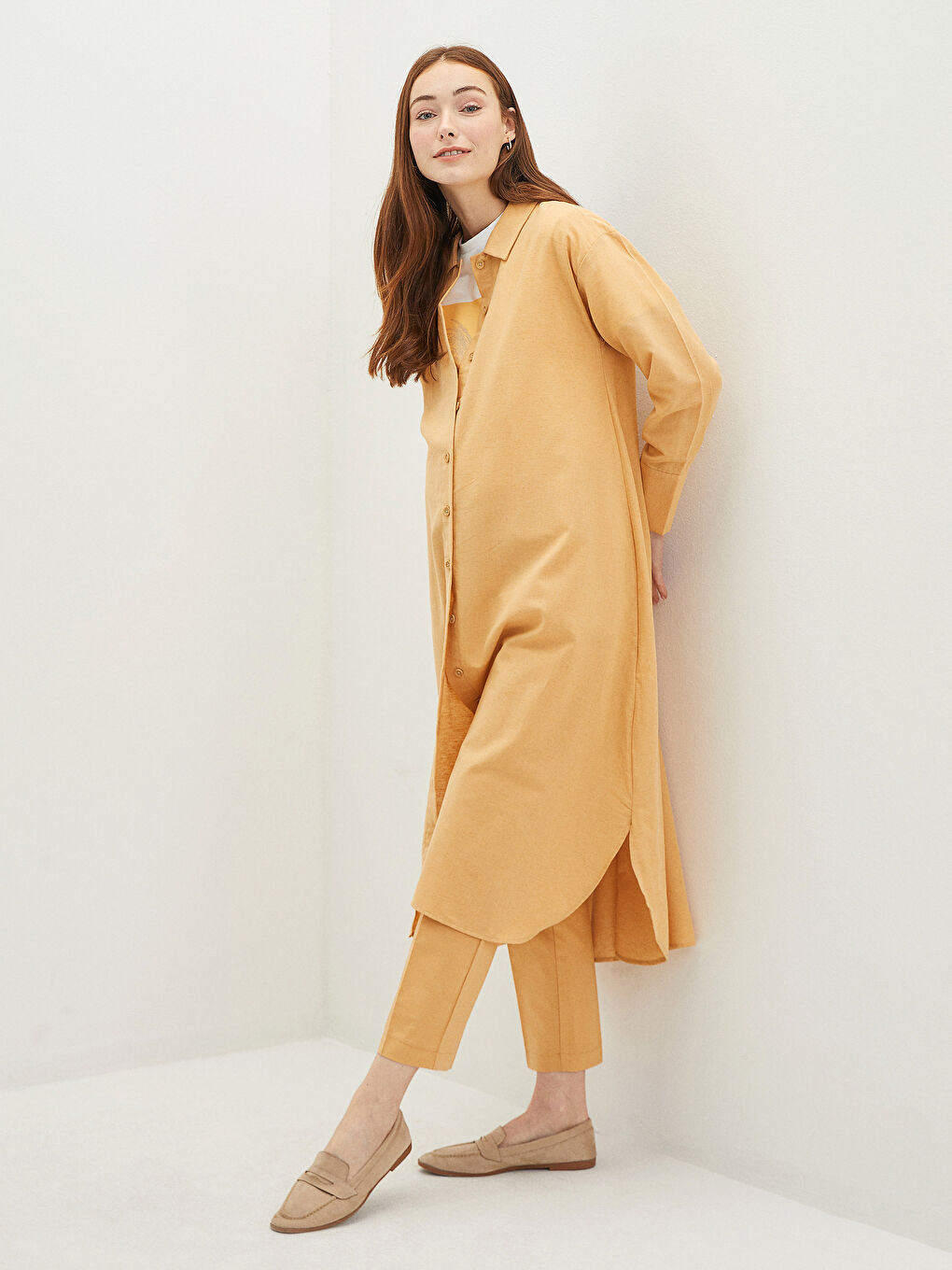 تونيك قميص نسائي سادة بأكمام طويلة للأمومة