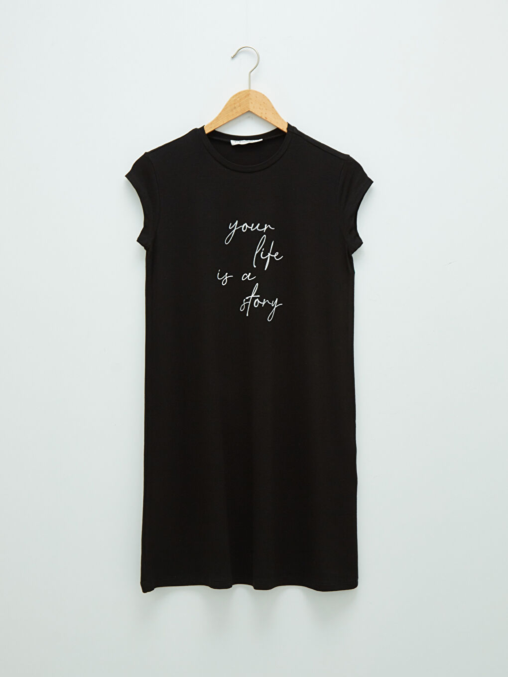 LC Waikiki Crew Neck Slogan Printed Short Sleeve Women's Tunic -S1LH78Z8-CVL