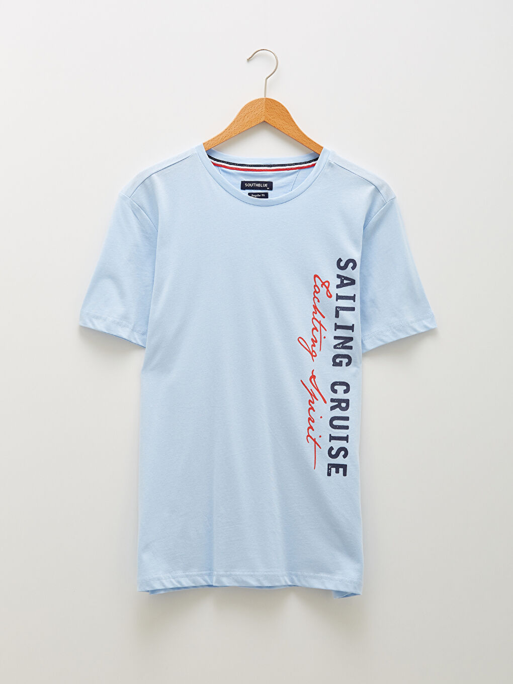 Lila Bisiklet Yaka Kısa Kollu Baskılı Penye Erkek Tişört-6