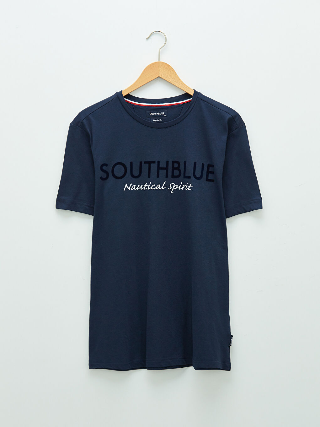 Lacivert Bisiklet Yaka Kısa Kollu Baskılı Penye Erkek Tişört-5